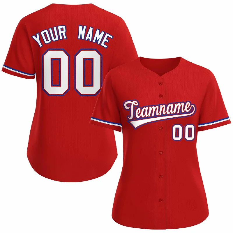 Custom Red White Red Classic Style Baseball Jersey for Women