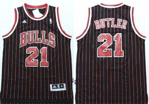 Bulls #21 Jimmy Butler Black Red Stitched Basketball Jersey