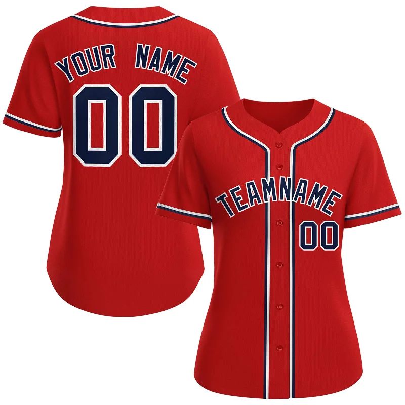 Custom Red Navy-White Classic Style Baseball Jersey For Women