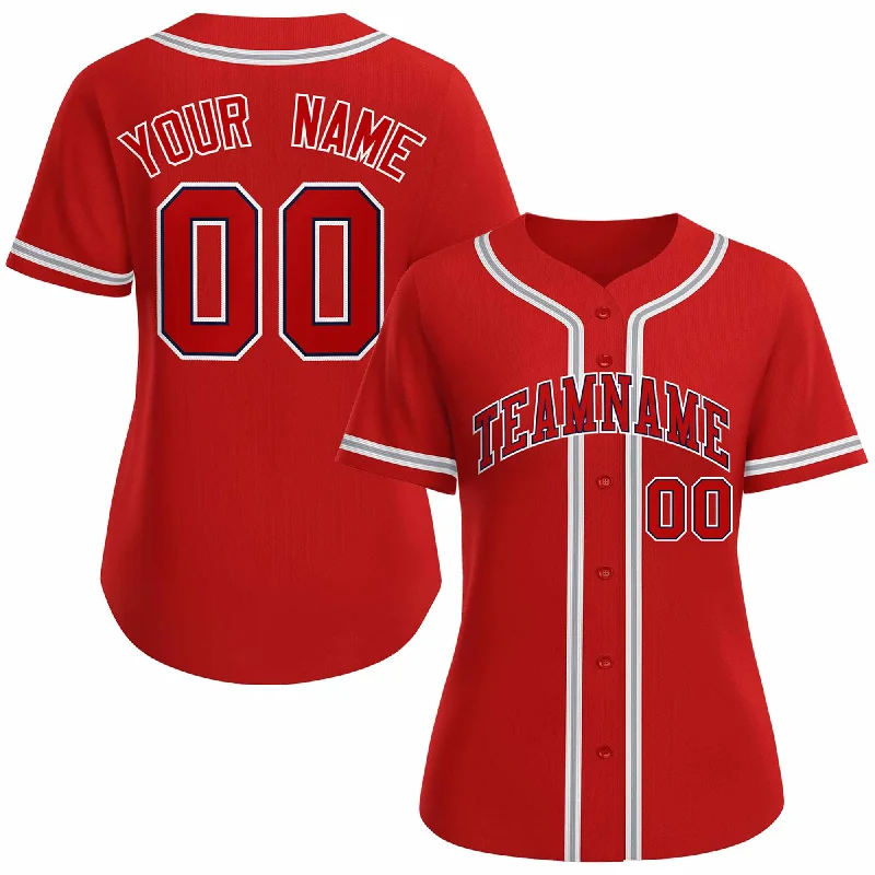 Custom Red Red Navy Classic Style Baseball Jersey for Women