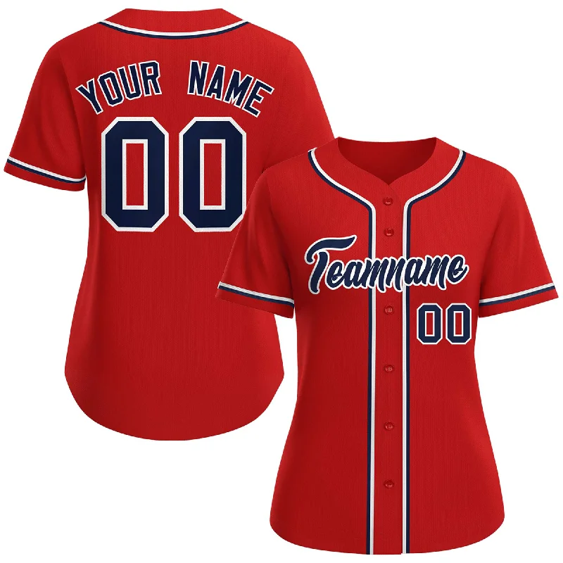 Custom Red Navy-White Classic Style Baseball Jersey For Women