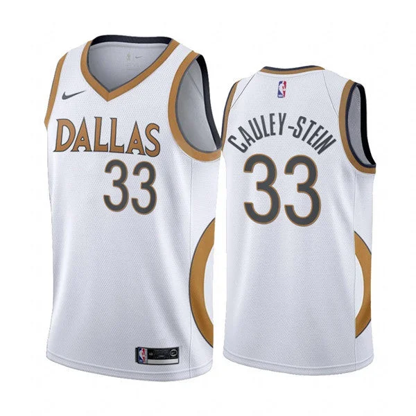 Men's Dallas Mavericks #33 Cauley-Stein White City Edition New Uniform 2020-21 Stitched Basketball Jersey