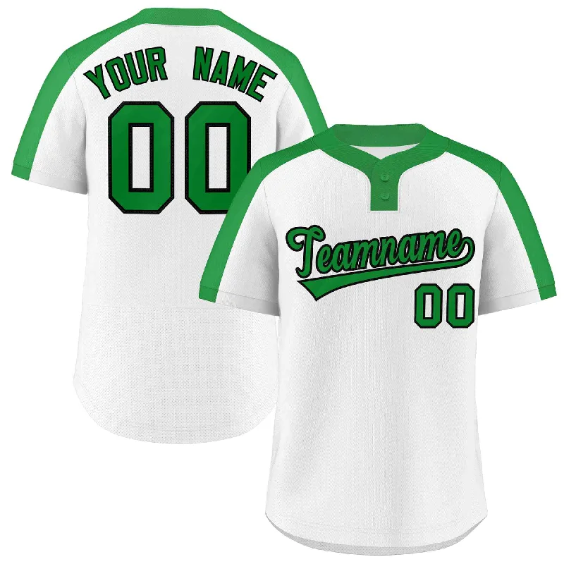 Custom White Kelly Green-Black Classic Style Authentic Two-Button Baseball Jersey