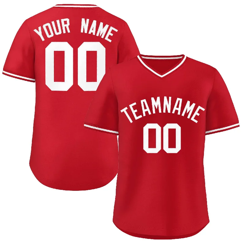 Custom Red Classic Style Personalized Authentic Pullover Baseball Jersey