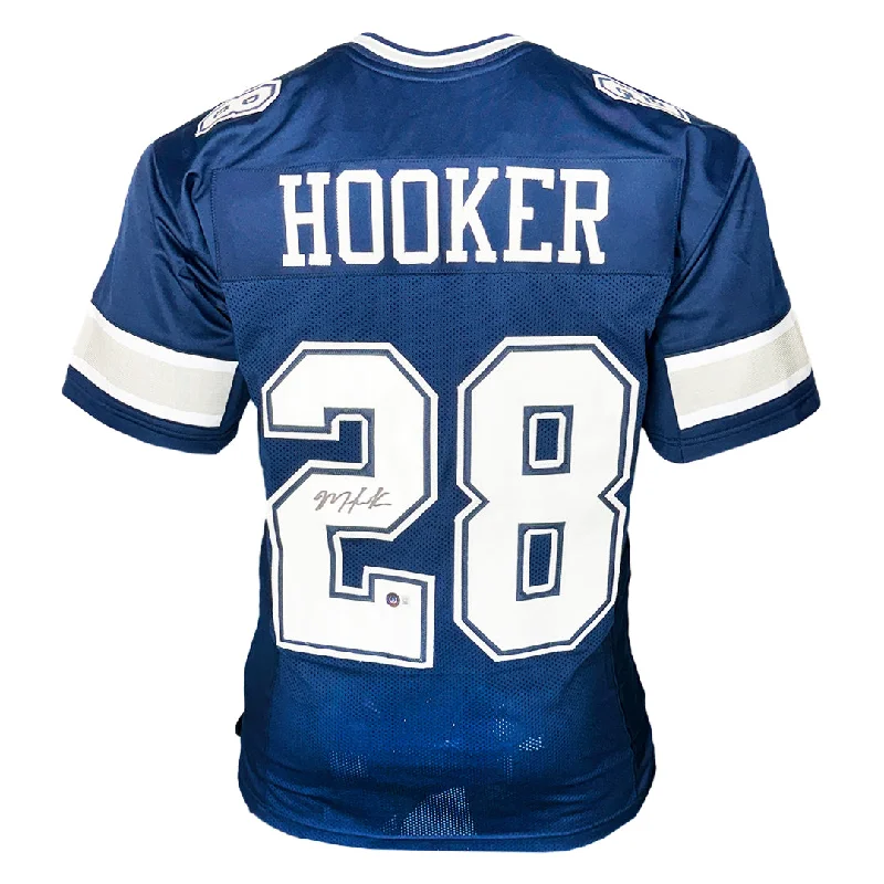 Malik Hooker Signed Dallas Blue Football Jersey (Beckett)