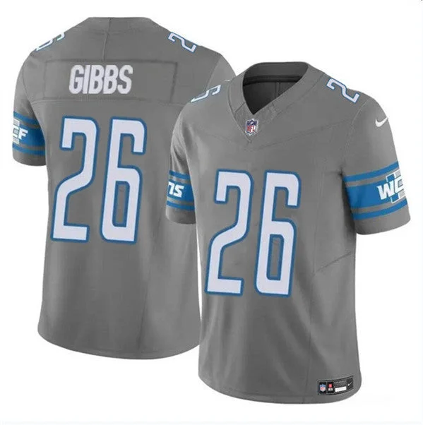 Men's Detroit Lions #26 Jahmyr Gibbs Gray 2023 F.U.S.E. Untouchable Limited Football Stitched Jersey