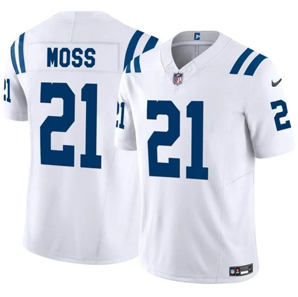 Men's Indianapolis #21 Zack Moss White 2023 F.U.S.E. Untouchable Limited Football Stitched Jersey