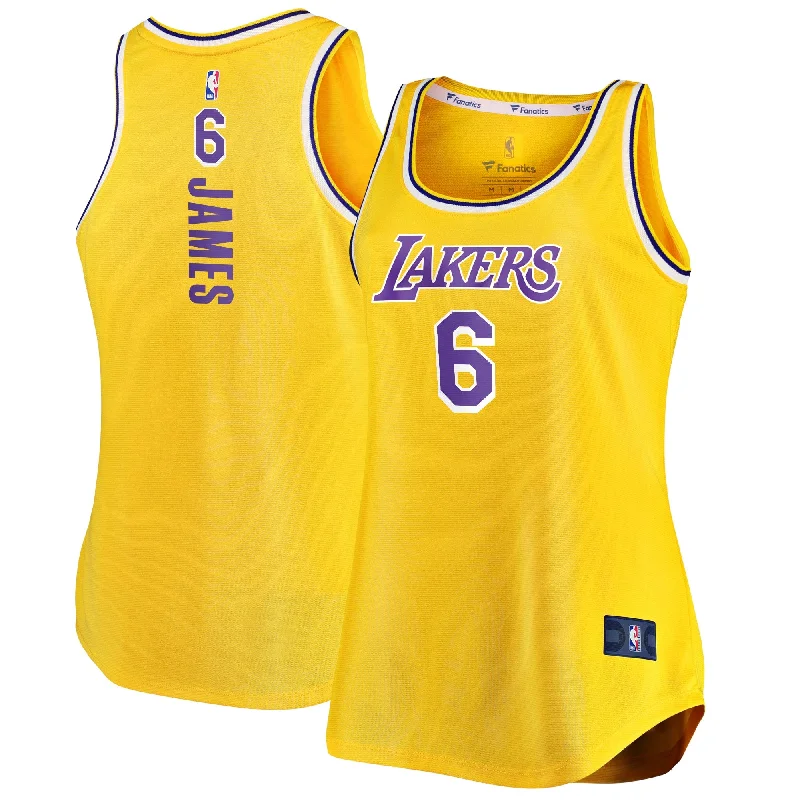 Lebron James Los Angeles Lakers Branded Women's Fast Break Tank Basketball Jersey - Icon Edition - Gold