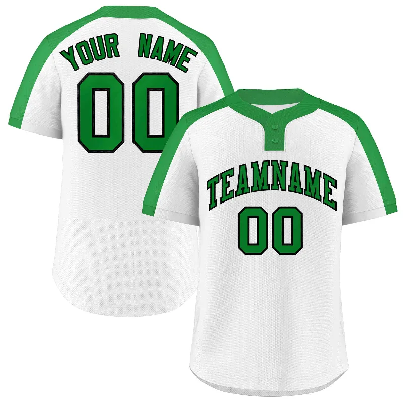 Custom White Kelly Green-Black Classic Style Authentic Two-Button Baseball Jersey