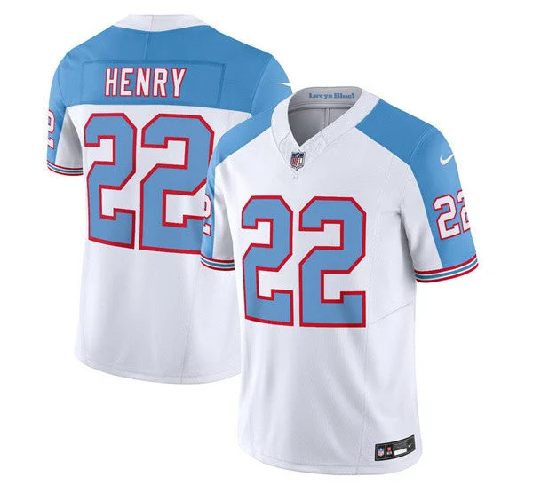 Men's Tennessee Titans #22 Derrick Henry White/Blue 2023 F.U.S.E. Limited Throwback Football Stitched Jersey