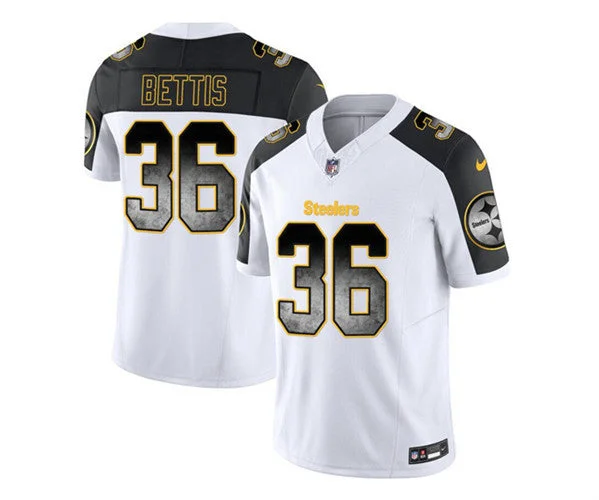 Men's Pittsburgh Steelers #36 Jerome Bettis White/Black 2023 F.U.S.E. Untouchable Limited Football Stitched Jersey