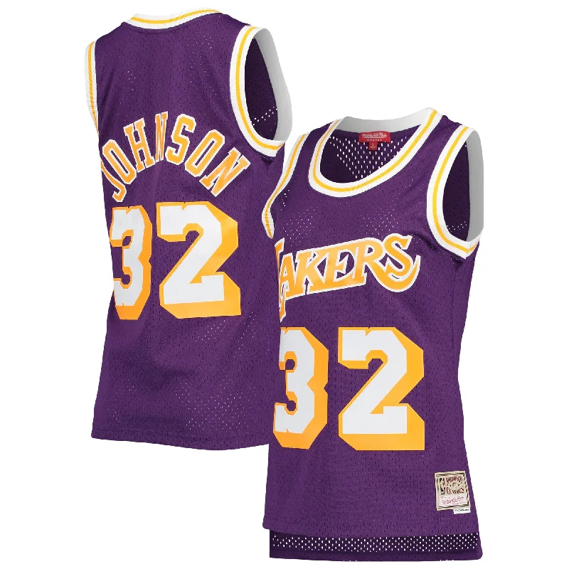 Magic Johnson Los Angeles Lakers Women's Hardwood Classics 1984/85 Swingman Basketball Jersey - Purple