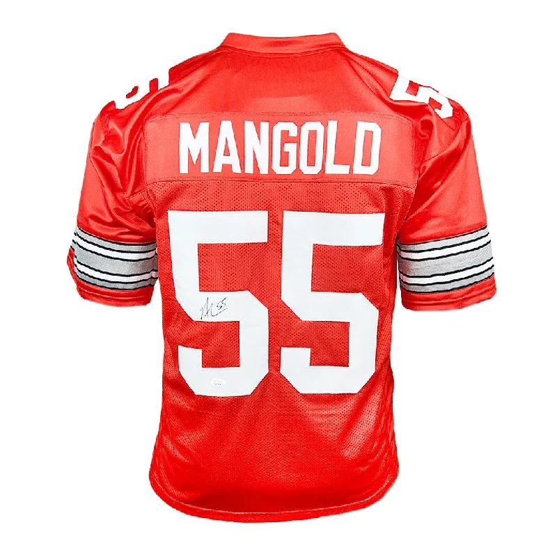 Nick Mangold Signed Ohio State College Red Football Jersey (JSA)