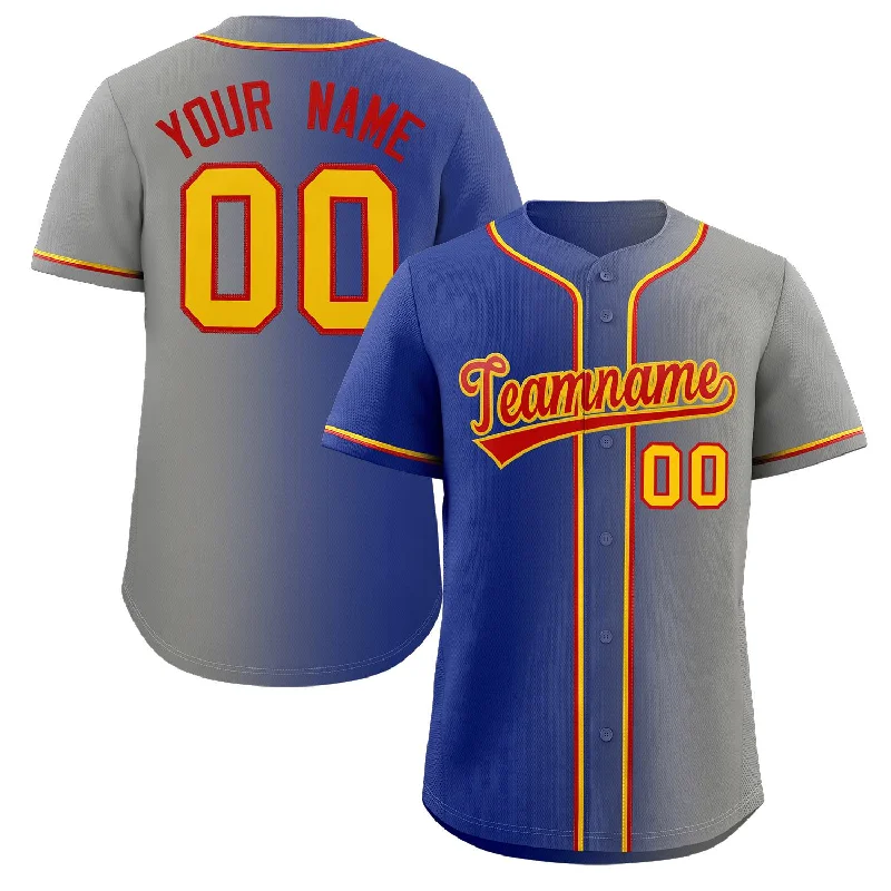 Custom Royal Red-Yellow Gradient Fashion Authentic Baseball Jersey