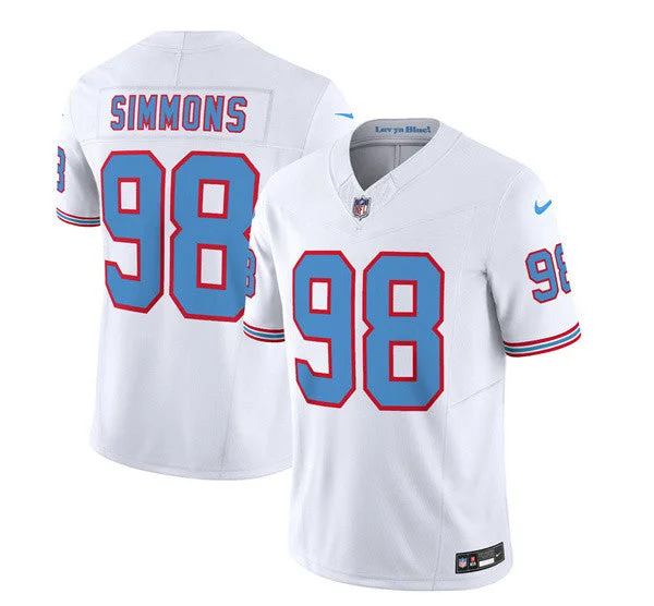 Men's Tennessee Titans #98 Jeffery Simmons White 2023 F.U.S.E. Limited Throwback Football Stitched Jersey