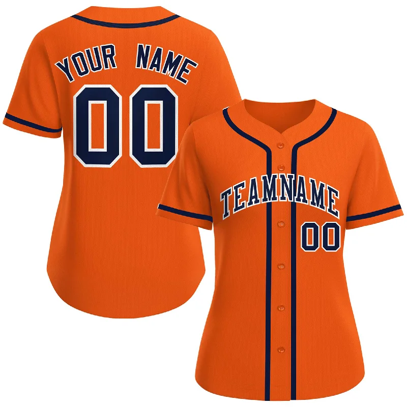 Custom Orange Navy-White Classic Style Baseball Jersey For Women