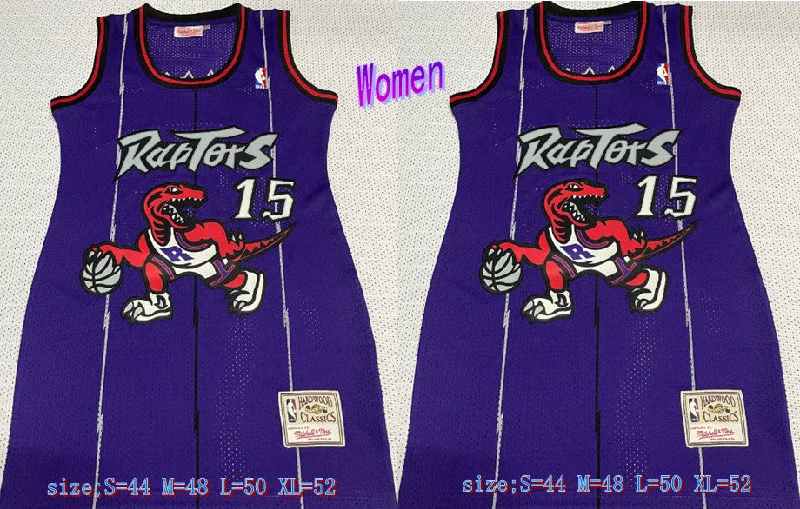 Raptors 15 Vince Carter Purple Women Hardwood Classics Mesh Basketball Jersey