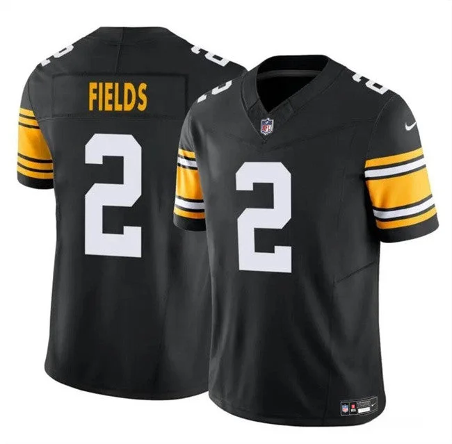 Men's Pittsburgh Steelers #2 Justin Fields Black 2024 F.U.S.E. Untouchable Limited Football Stitched Jersey