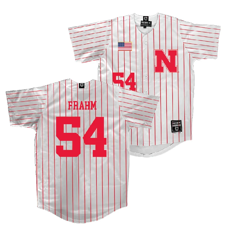 Nebraska Baseball White Jersey - Trey Frahm | #54