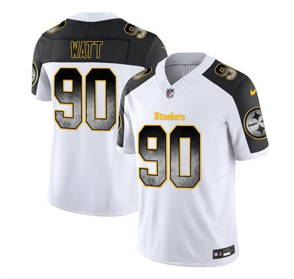 Men's Pittsburgh Steelers #90 T.J. Watt White/Black 2023 F.U.S.E. Untouchable Limited Football Stitched Jersey