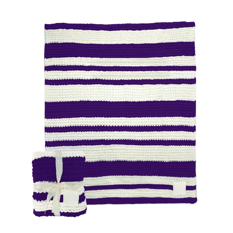 Plain Purple Cable Knit Throw 50x60