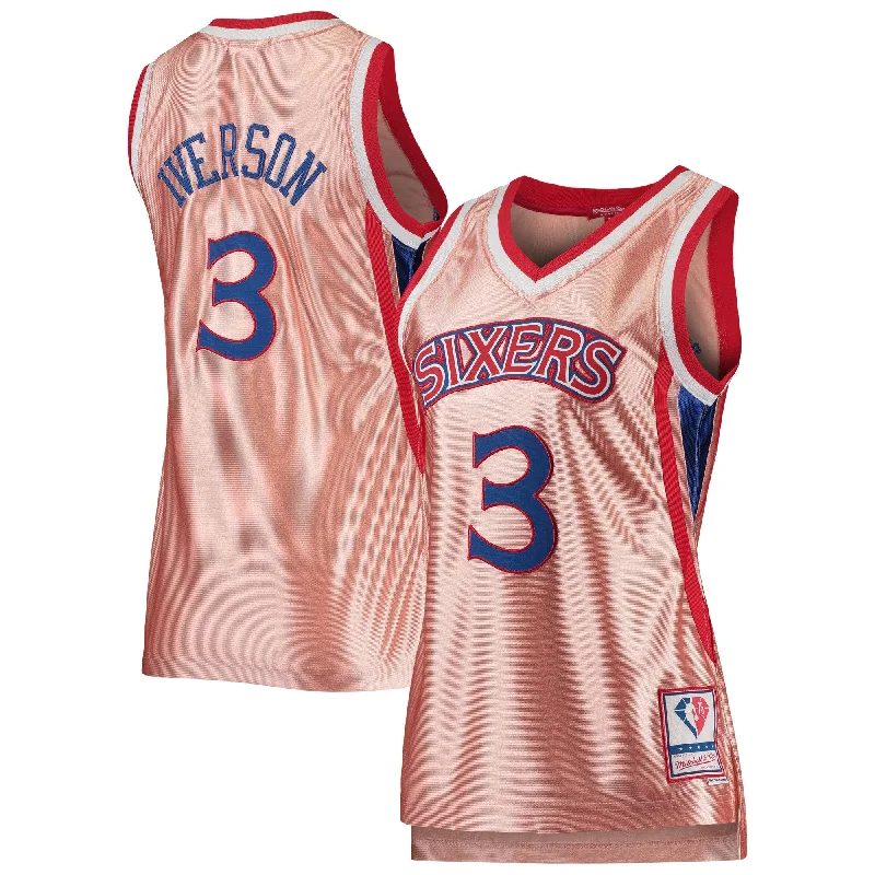 Allen Iverson Philadelphia 76ers Women's 75th Anniversary Rose Gold 1996 Swingman Basketball Jersey - Pink