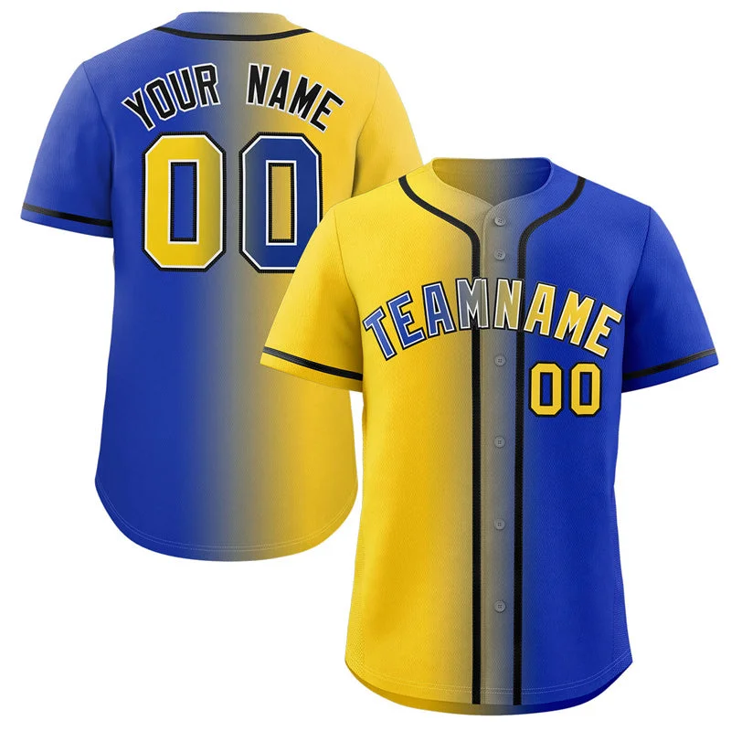 Custom Royal Yellow-Black Gradient Fashion Authentic Baseball Jersey