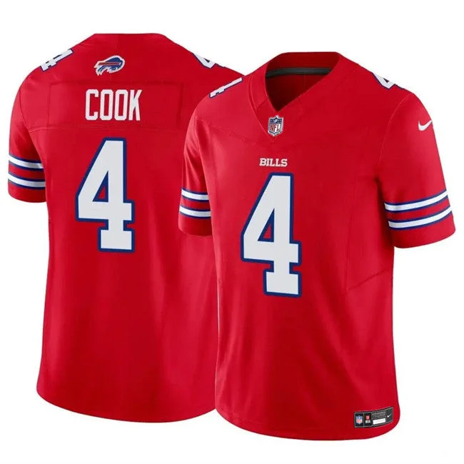 Men's Buffalo Bills #4 James Cook Red 2023 F.U.S.E. Untouchable Limited Football Stitched Jersey