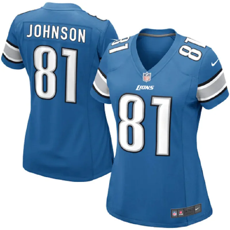 Women's Lions #81 Calvin Johnson Football Limited Stitched Jersey(Run Smaller)