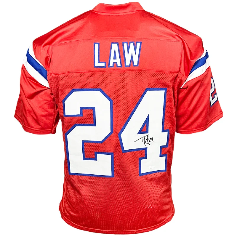 Ty Law Signed New England Red Football Jersey (BECKETT)