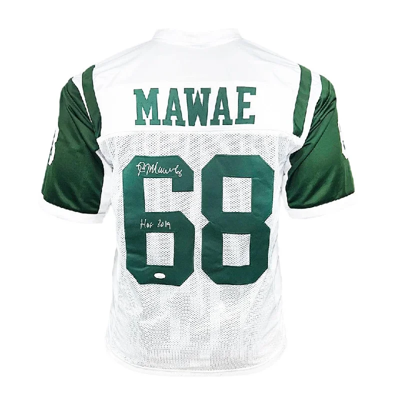 Kevin Mawae Signed HOF 2019 Inscription New York White Football Jersey (JSA)