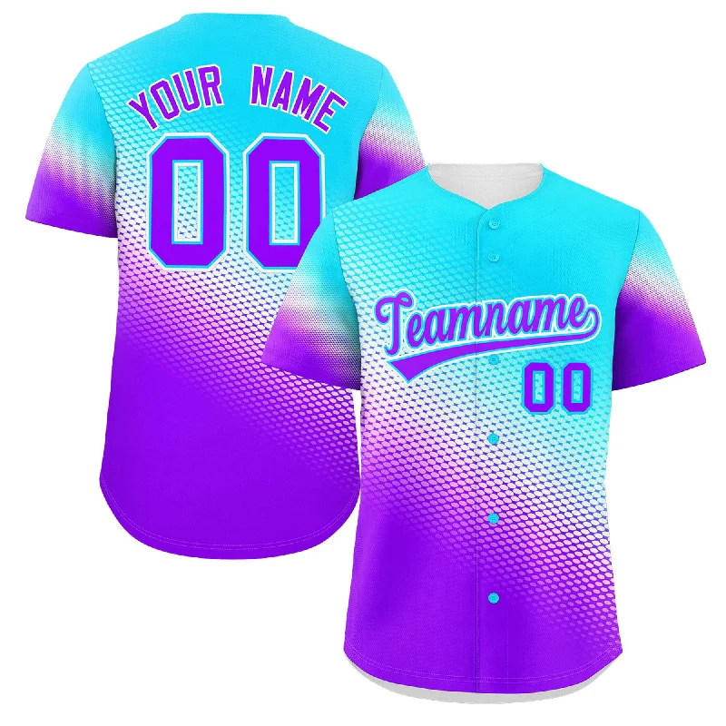 Custom Sky Blue Purple Tiny Spot Gradient Fashion Authentic Baseball Jersey