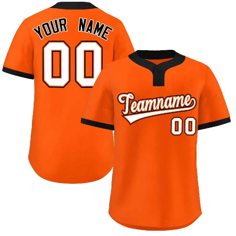 Custom Orange White-Black Classic Style Authentic Two-Button Baseball Jersey