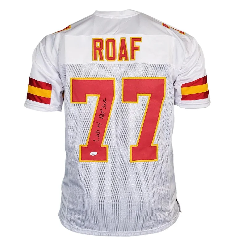 Willie Roaf Signed HOF 12 Inscription Kansas City White Football Jersey (BECKETT)