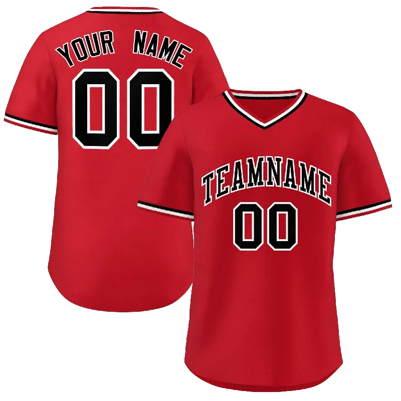 Custom Red Black-White Classic Style Authentic Pullover Baseball Jersey