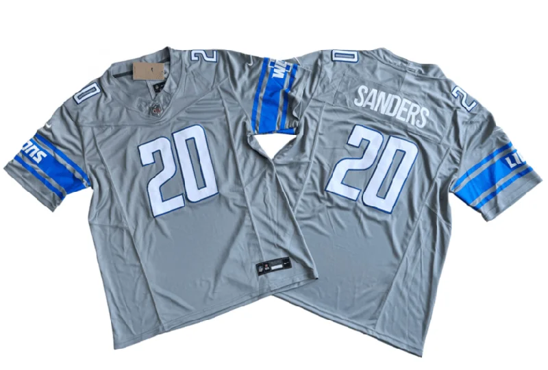 Men's Detroit Lions #20 Barry Sanders Gray 2023 F.U.S.E. Untouchable Limited Football Stitched Jersey