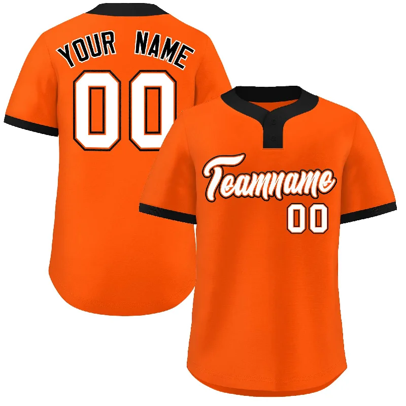 Custom Orange White-Black Classic Style Authentic Two-Button Baseball Jersey