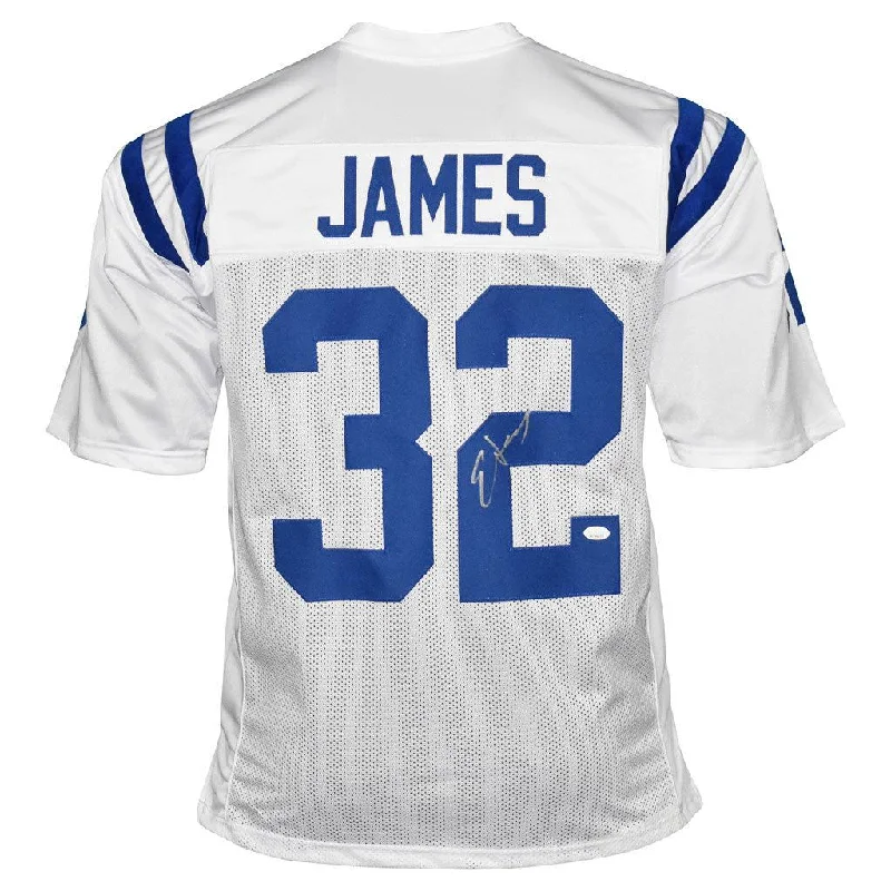 Edgerrin James Signed Indianapolis White Football Jersey (JSA)