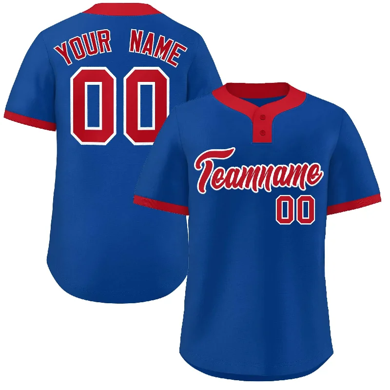 Custom Royal Red-White Classic Style Authentic Two-Button Baseball Jersey