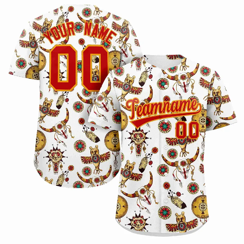 Custom White 3D Graffiti Pattern Personalized Design Authentic Baseball Jersey