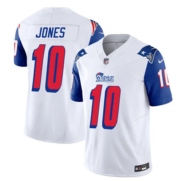 Men's New England Patriots #10 Mac Jones White/Blue 2023 F.U.S.E. Limited Football Stitched Jersey