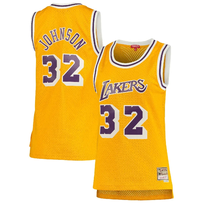 Magic Johnson Los Angeles Lakers Women's 1984/85 Hardwood Classics Swingman Basketball Jersey - Gold