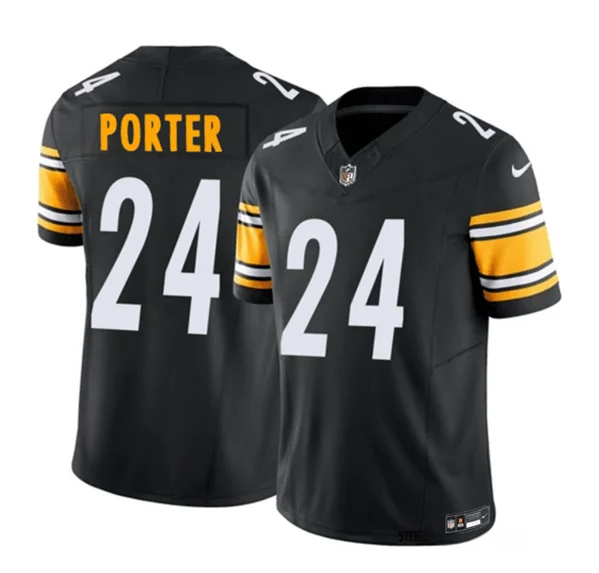 Men's Pittsburgh Steelers #24 Joey Porter Jr. Black 2023 F.U.S.E. Untouchable Limited Football Stitched Jersey