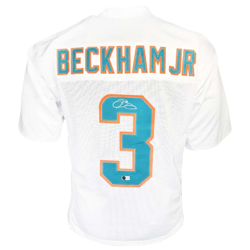 Odell Beckham Jr Signed Miami White Football Jersey (Beckett)