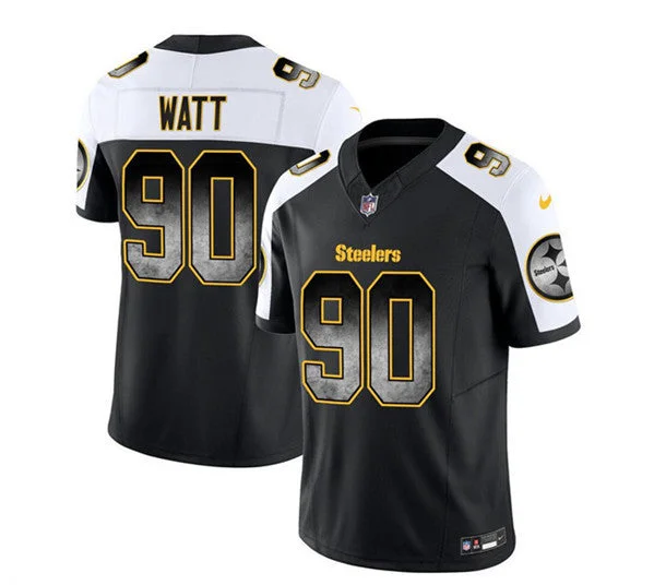 Men's Pittsburgh Steelers #90 T.J. Watt Black/White 2023 F.U.S.E. Untouchable Limited Football Stitched Jersey