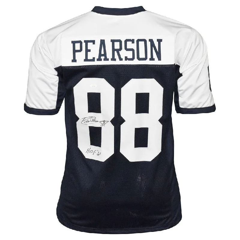 Drew Pearson Signed HOF 21 Inscription Dallas Thanksgiving Football Jersey (Beckett)