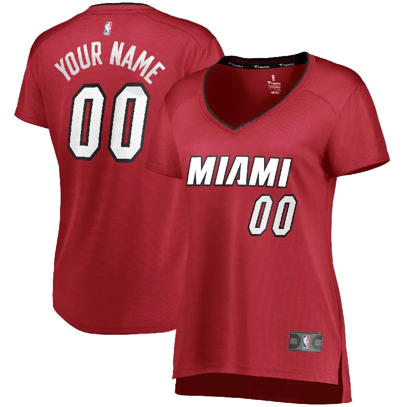 Miami Heat Branded Women's Fast Break Custom Basketball Jersey Wine - Statement Edition