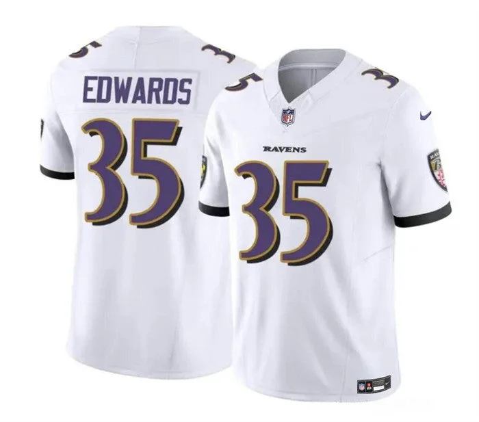 Men's Baltimore Ravens #35 Gus Edwards White 2023 F.U.S.E. Limited Football Stitched Jersey