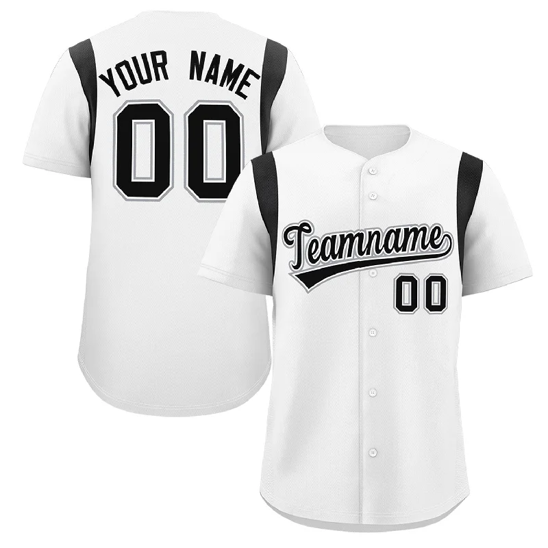 Custom White Black Classic Style Personalized Full Button Authentic Baseball Jersey