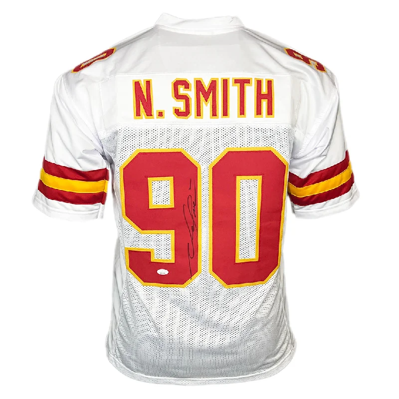 Neil Smith Signed Kansas City White Football Jersey (JSA)